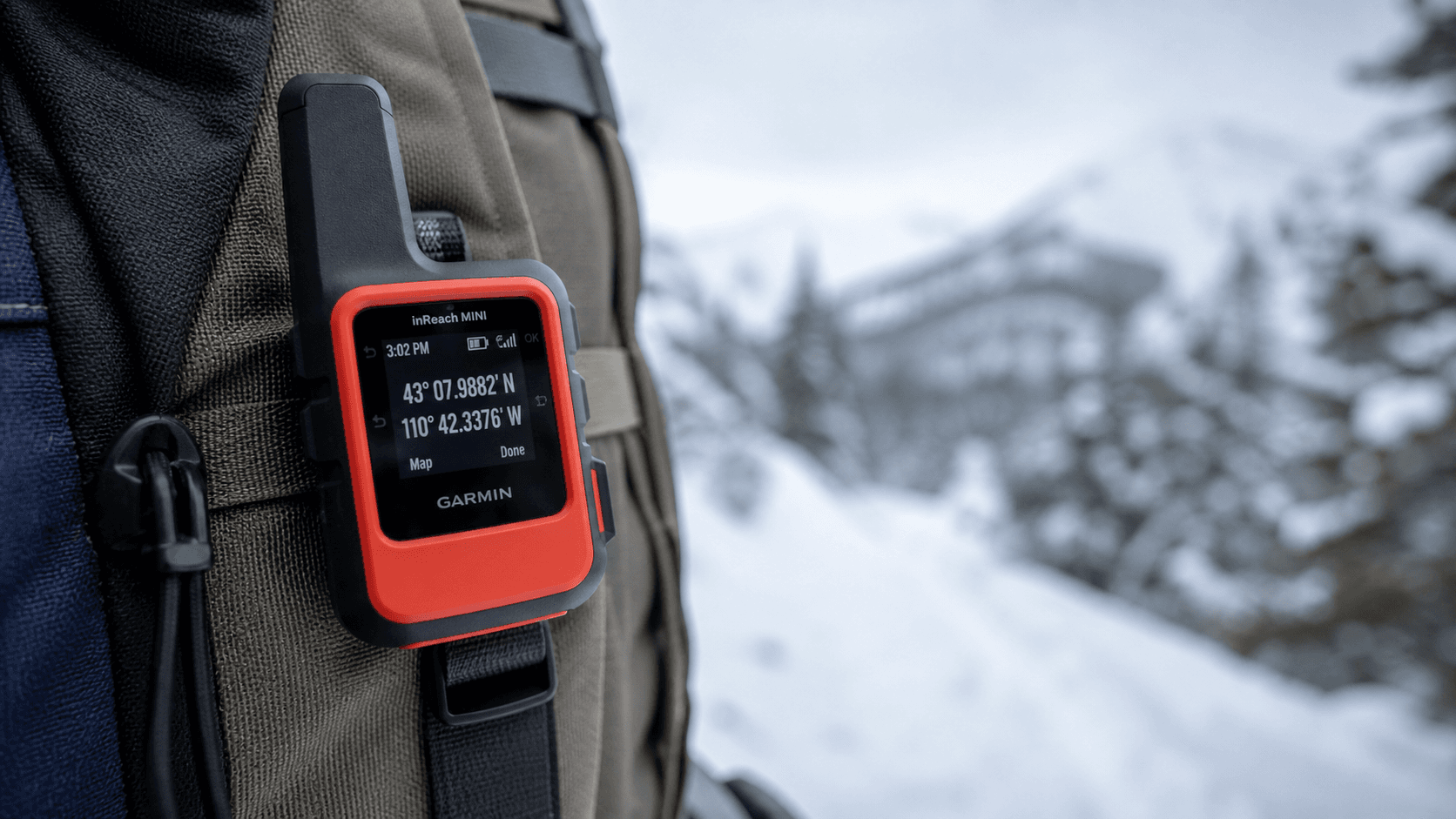 Skärm på Garmin inReach med koordinater
